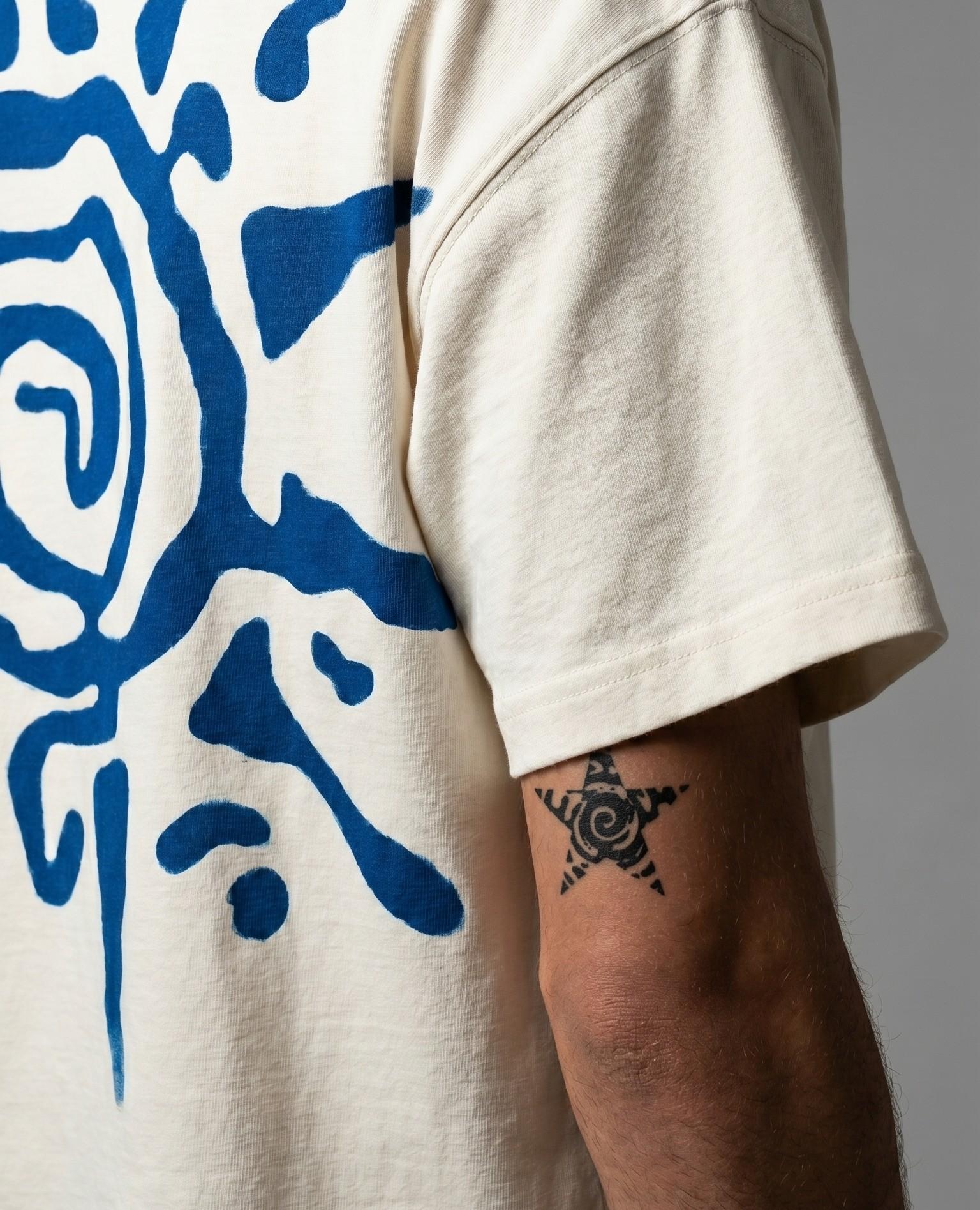 Male model wearing t-shirt, backshot