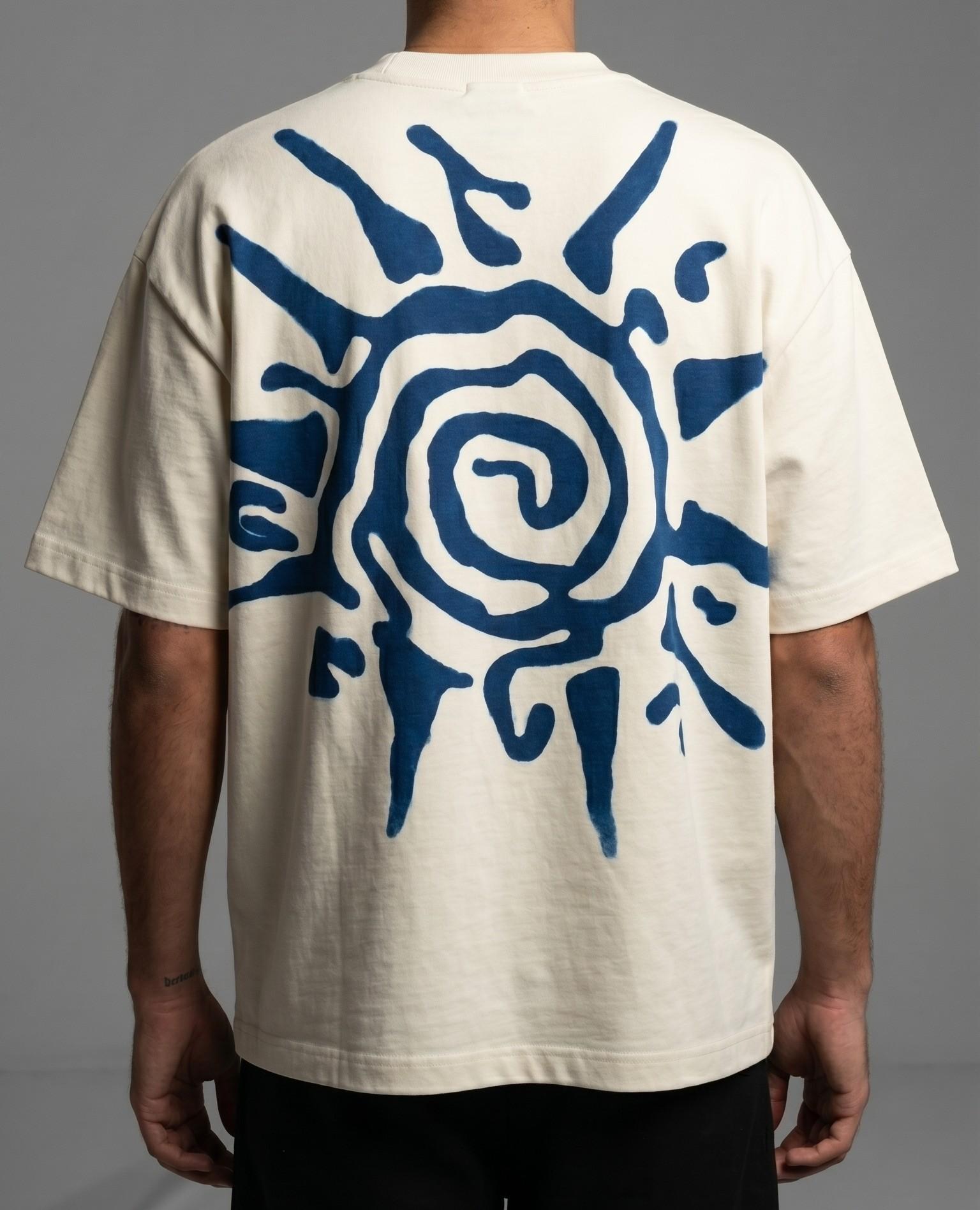 Male model wearing t-shirt, backshot